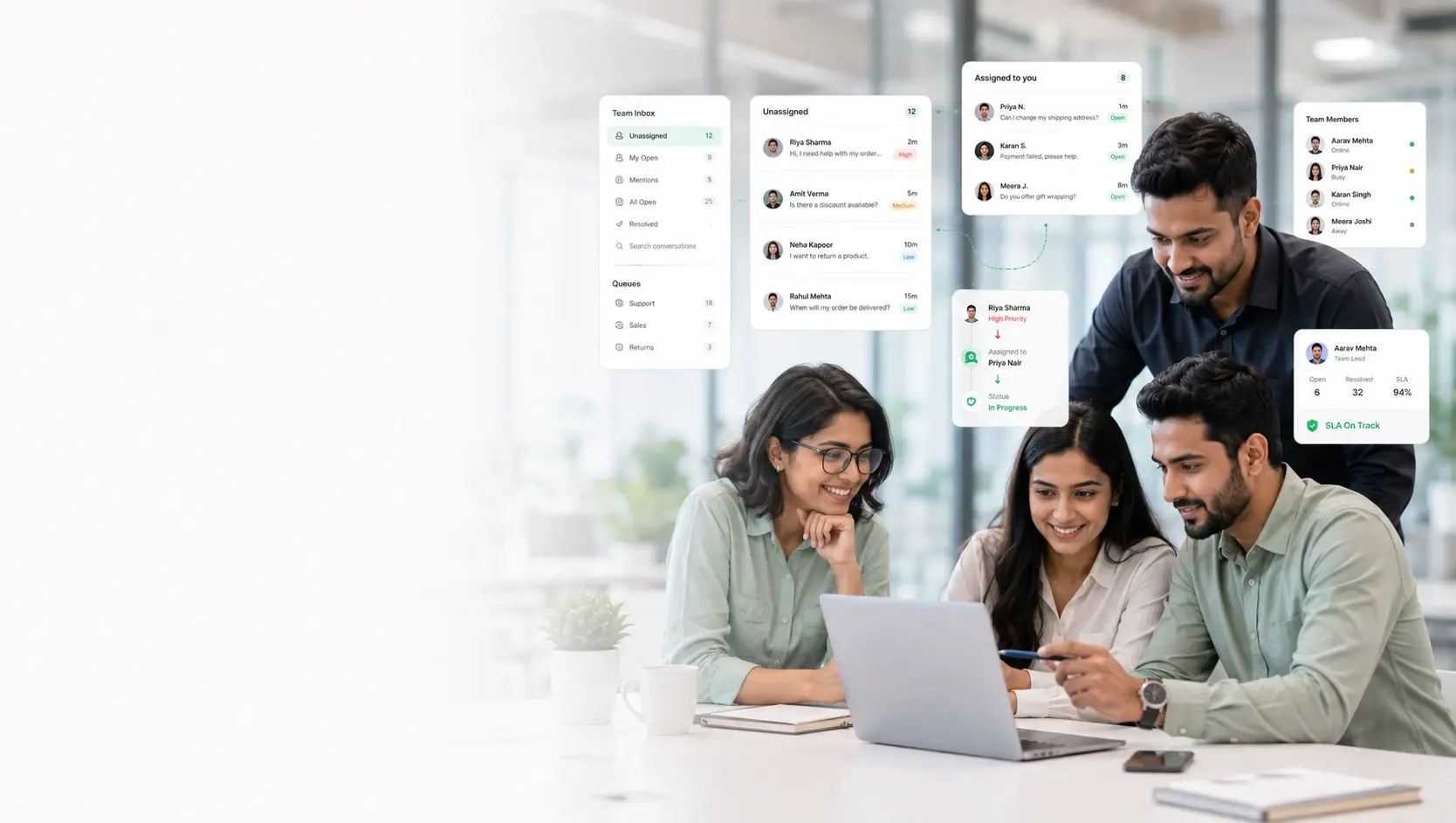 Team inbox team coordinating WhatsApp customer communication