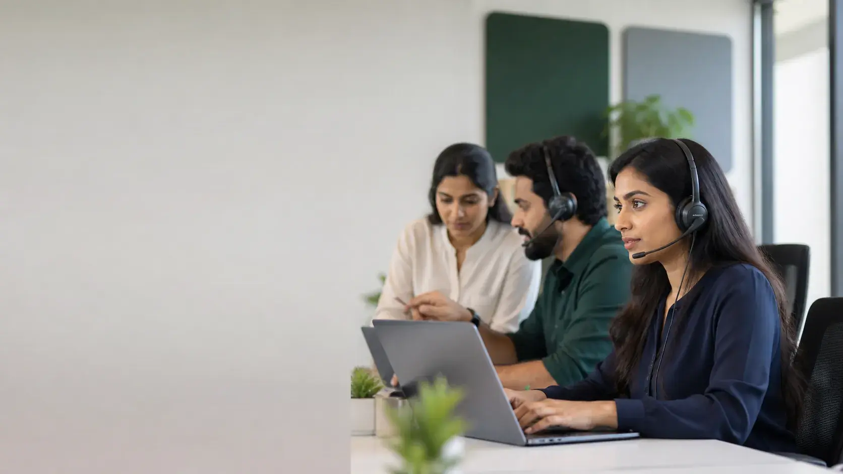 Customer support team coordinating business conversations